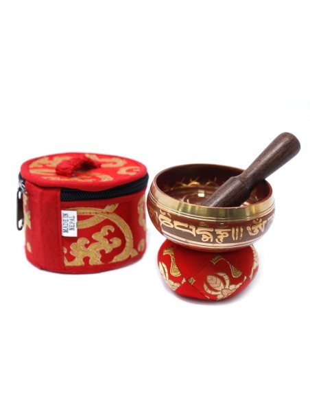 Mini bol tibétain – Coffret cadeau rouge zen