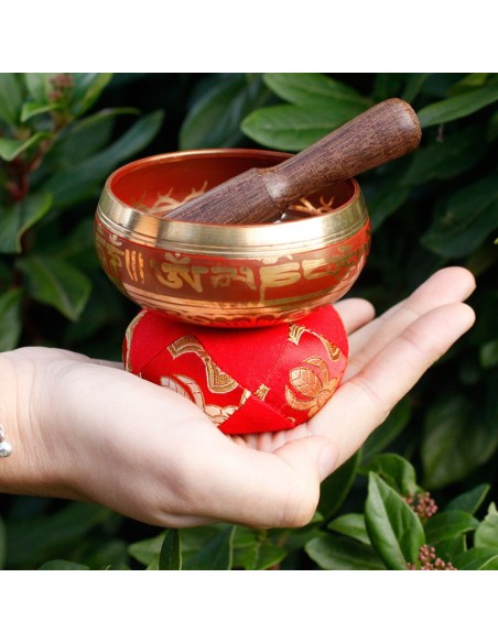 Mini bol tibétain – Coffret cadeau rouge zen