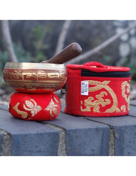 Mini bol tibétain – Coffret cadeau rouge zen