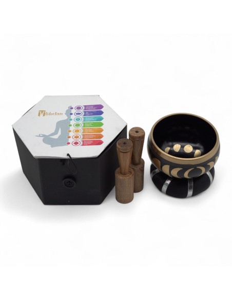 Bol tibétain lunaire – Phases de la lune noir