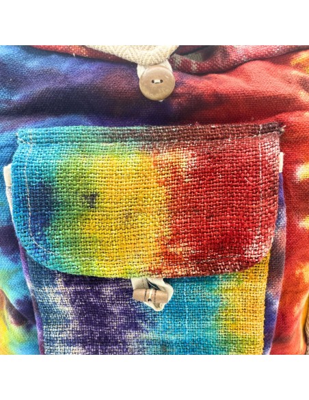 Sac d’étude en chanvre tie?dye – Poche frontale