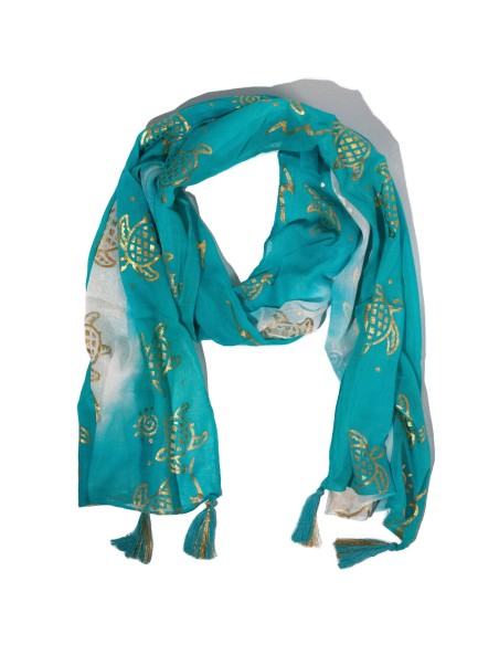 Foulard d’été Nomad Sari – Tortues turquoise