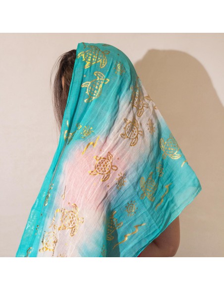 Foulard d’été Nomad Sari – Tortues turquoise
