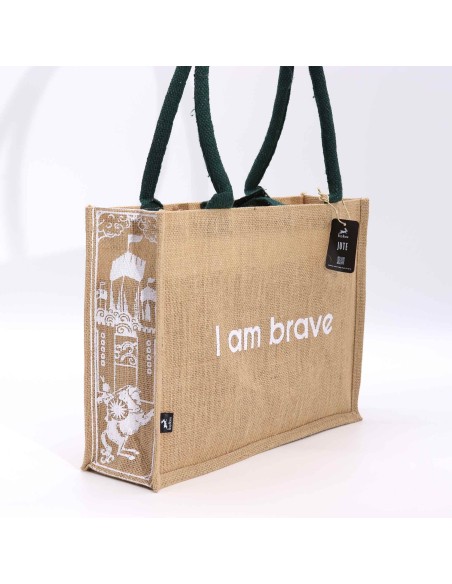 Grand sac en jute Hop Hare – «?Je suis courageuse?»