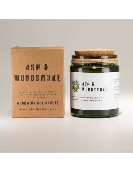 Greenman – Bougie soja Woodwick « Cendre & fumée de bois »