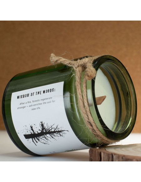 Greenman – Bougie soja Woodwick « Cendre & fumée de bois »