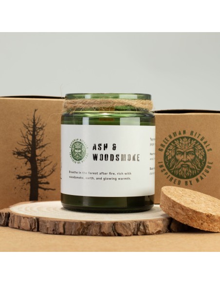 Greenman – Bougie soja Woodwick « Cendre & fumée de bois »