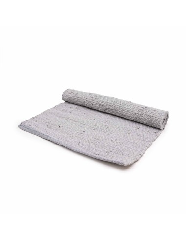 Tapis indien artisanal en coton tissé – Harmonie naturelle grise