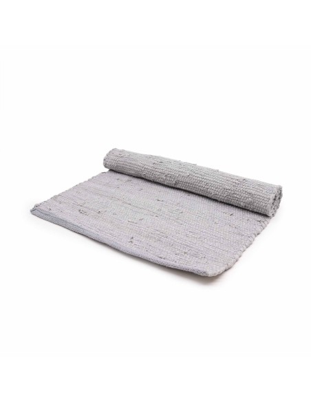 Tapis indien artisanal en coton tissé – Harmonie naturelle grise