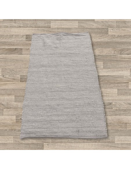 Tapis indien artisanal en coton tissé – Harmonie naturelle grise