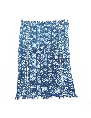Plaid indigo artisanal à rayures – Tradition Desi