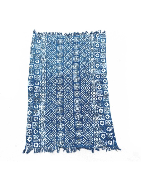 Plaid indigo artisanal à rayures – Tradition Desi