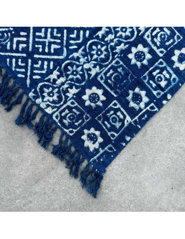 Plaid indigo artisanal à rayures – Tradition Desi