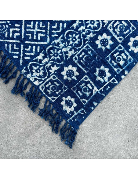 Plaid indigo artisanal à rayures – Tradition Desi