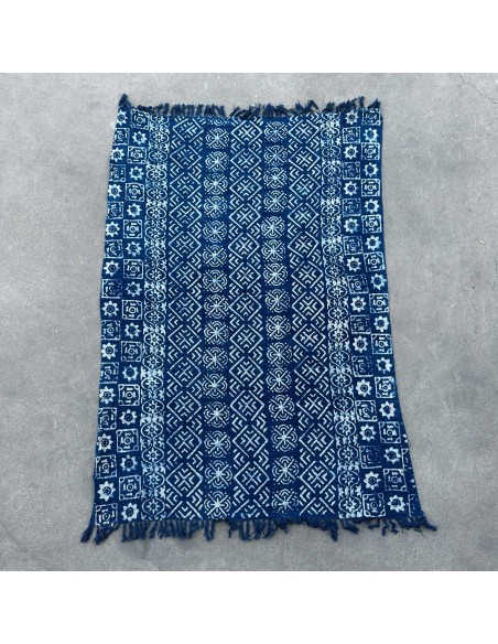 Plaid indigo artisanal à rayures – Tradition Desi