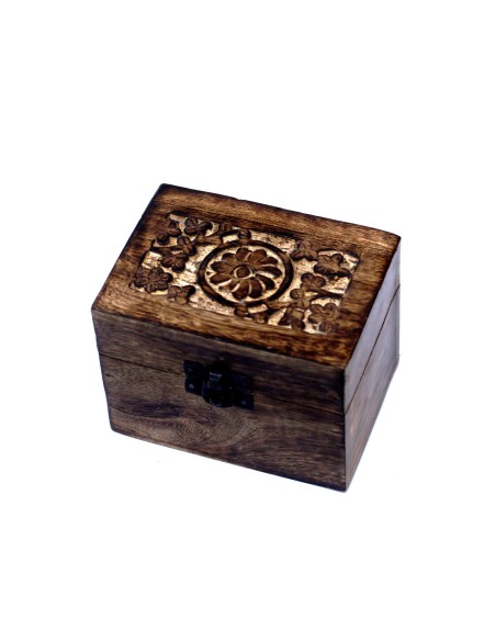 Boîte d’aromathérapie en bois – Motif floral