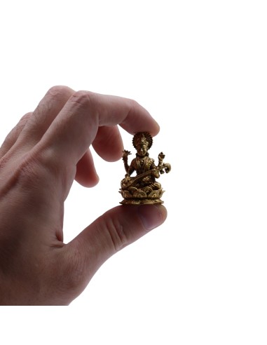 Statuette Saraswati en laiton – Savoir & sérénité