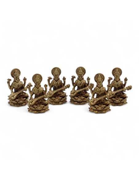 Statuette Saraswati en laiton – Savoir & sérénité