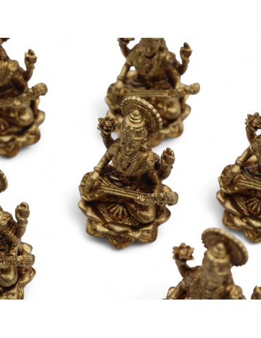 Statuette Saraswati en laiton – Savoir & sérénité