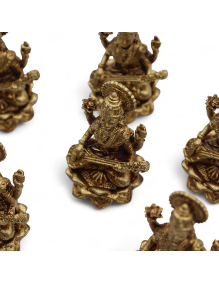 Statuette Saraswati en laiton – Savoir & sérénité