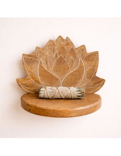 Étagère murale Lotus blanche patinée – Autel déco zen