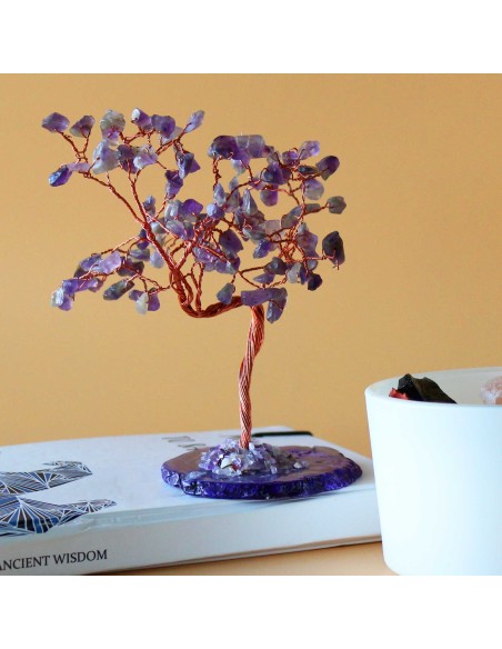 Grand arbre de pierres – Améthyste sur agate