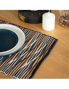 Set de table en jacinthe d’eau – Ondes noir & blanc