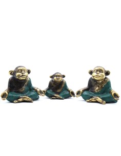 Trio de singes yoga décoratifs – Esprit zen