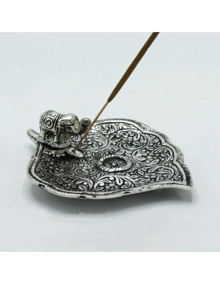 Porte?encens Feuille d’éléphant – Aluminium poli