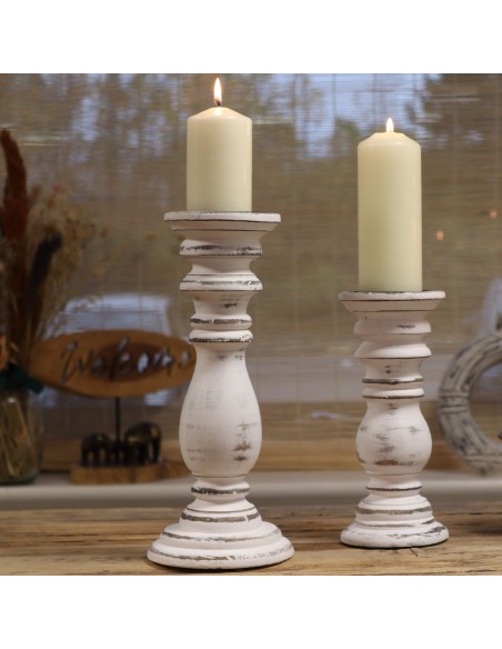 Chandelier classique en bois – Blanc (format moyen)
