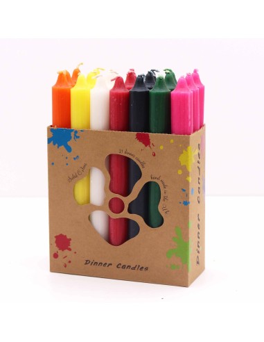 Lot de bougies de table – Palette 7 couleurs (21 pièces)