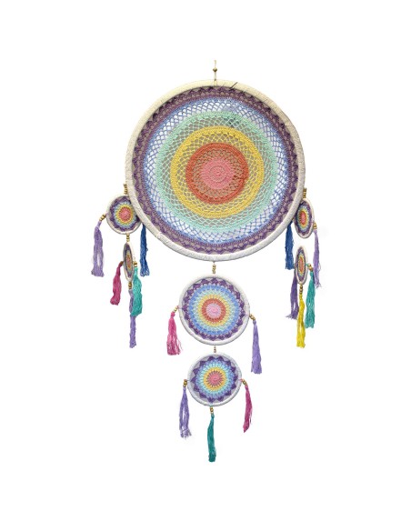 Grand Attrape-rêves pastel Arc-en-ciel – Douceur & protection