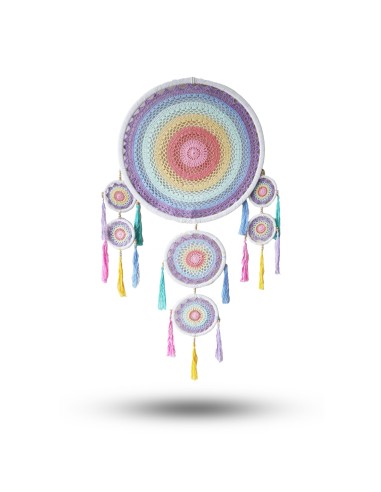 Grand Attrape-rêves pastel Arc-en-ciel – Douceur & protection