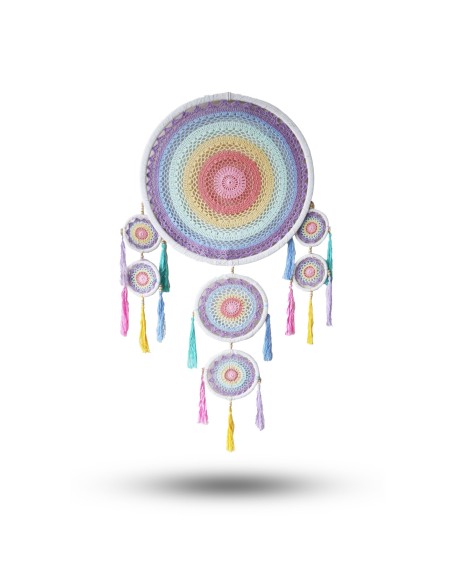 Grand Attrape-rêves pastel Arc-en-ciel – Douceur & protection