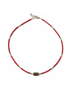 Collier népalais perles tribales corail