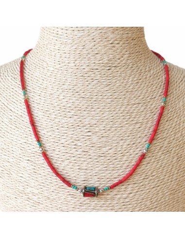 Collier népalais perles tribales corail