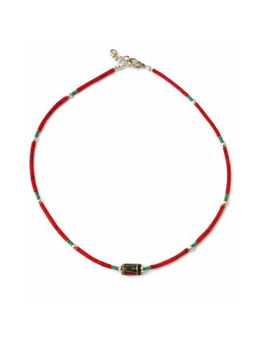 Collier népalais perles tribales corail