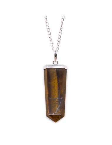 Pendentif plat en œil de tigre – Protection & courage
