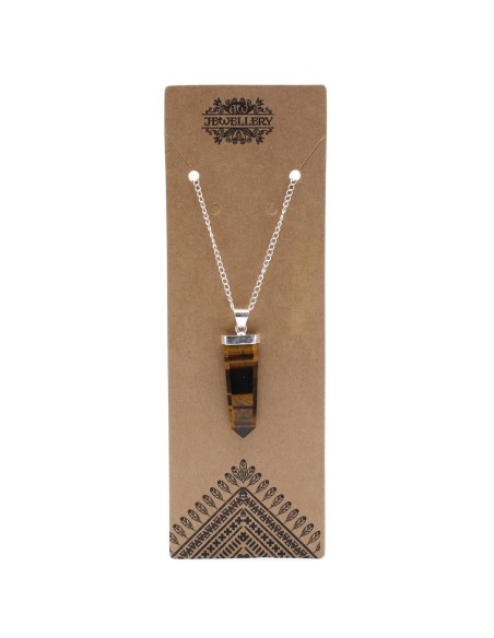 Pendentif plat en œil de tigre – Protection & courage