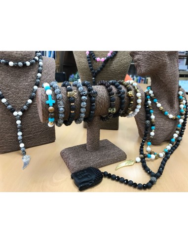 Bracelet aile d’ange en agate noire – Protection douce