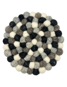 Set de table rond en boules de feutre – Gris multicolore