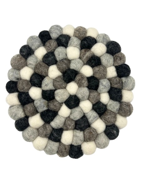 Set de table rond en boules de feutre – Gris multicolore