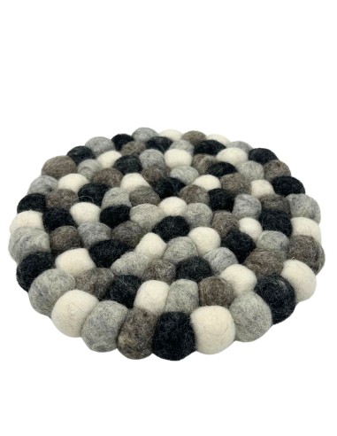 Set de table rond en boules de feutre – Gris multicolore