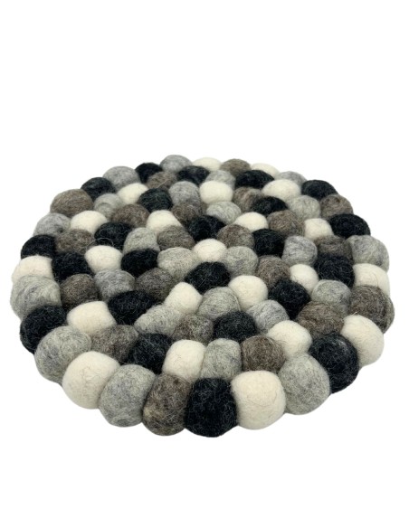 Set de table rond en boules de feutre – Gris multicolore
