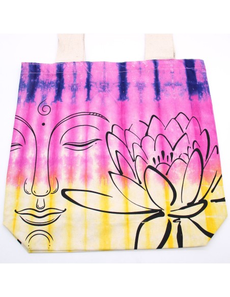 Sac cabas tie?dye lotus & Bouddha – Multicolore