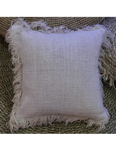 Housse de coussin en lin à franges – Esprit naturel