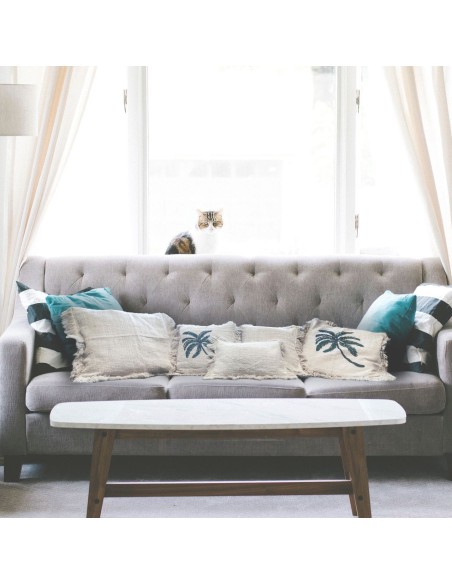Housse de coussin en lin à franges – Esprit naturel