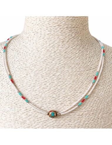 Collier népalais perle & turquoise – Harmonie fine