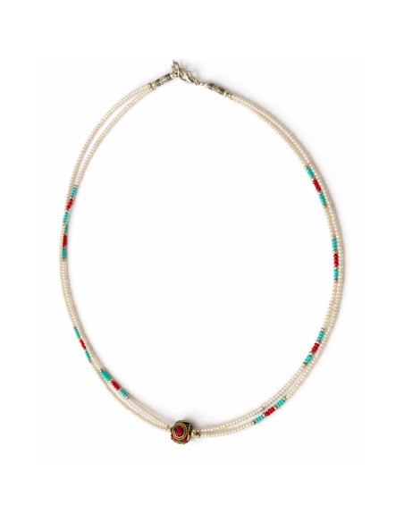Collier népalais perle & turquoise – Harmonie fine