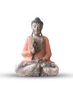 Statue Bouddha vintage orange sculptée main – Transmission